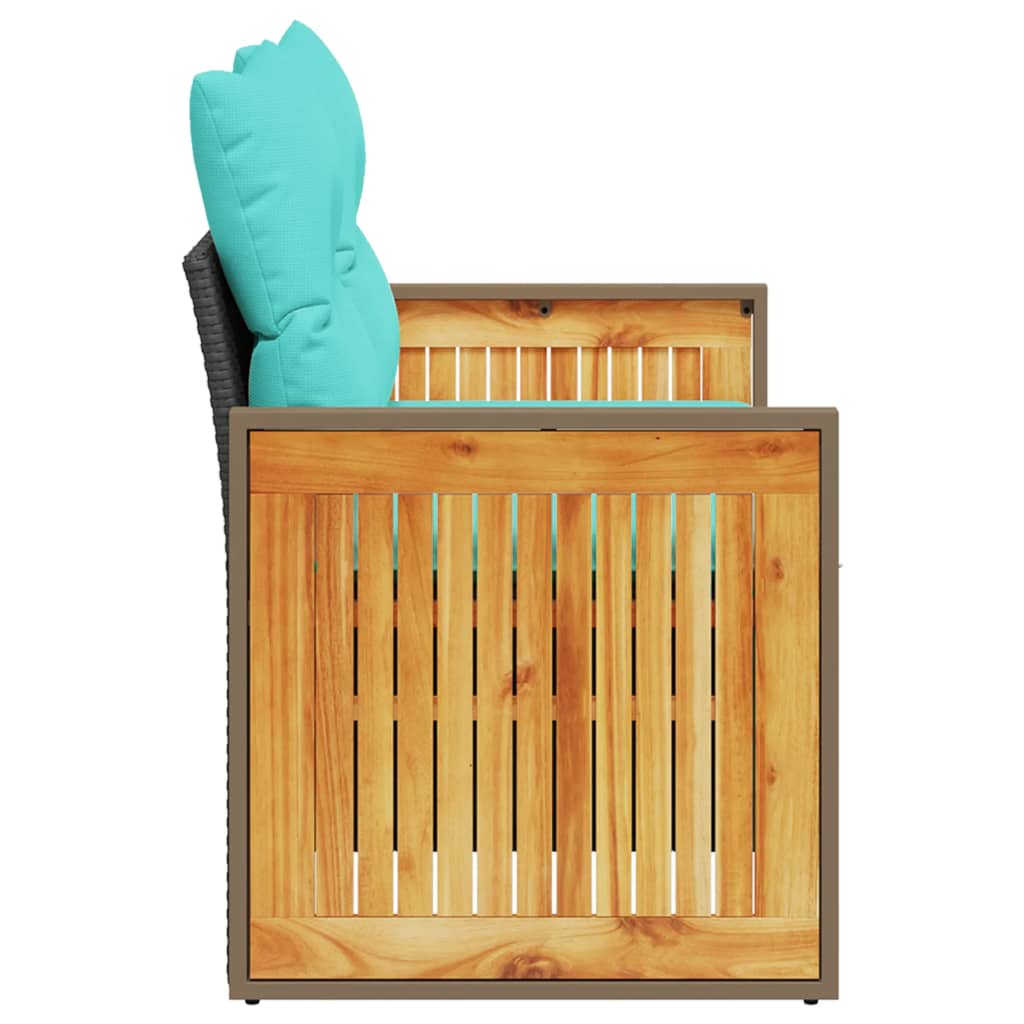 Garden Sofa with Cushions 2-Seater Black Poly Rattan